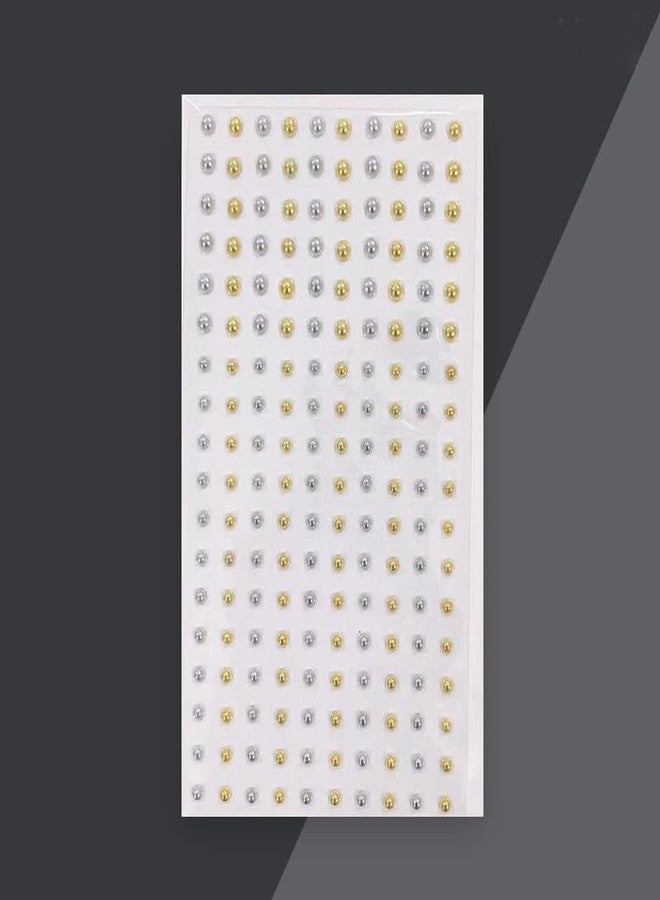 كويبي ورقتان من أحجار الراين اللاصقة للوجه بأحجام 3/4/5 مم، ملصقات زينة للوجه والعينين (ذهبي + فضي) - Image 4